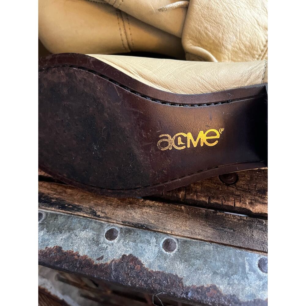Vintage Acne ochre tan Cowboy Boot Southwestern - Picture 4 of 5
